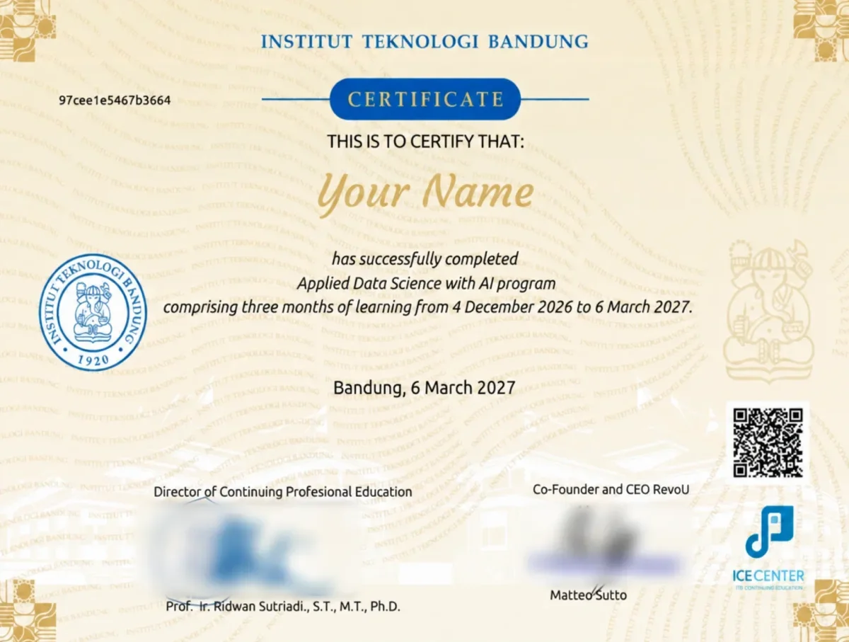 ITB Applied Data Science with AI certificate preview