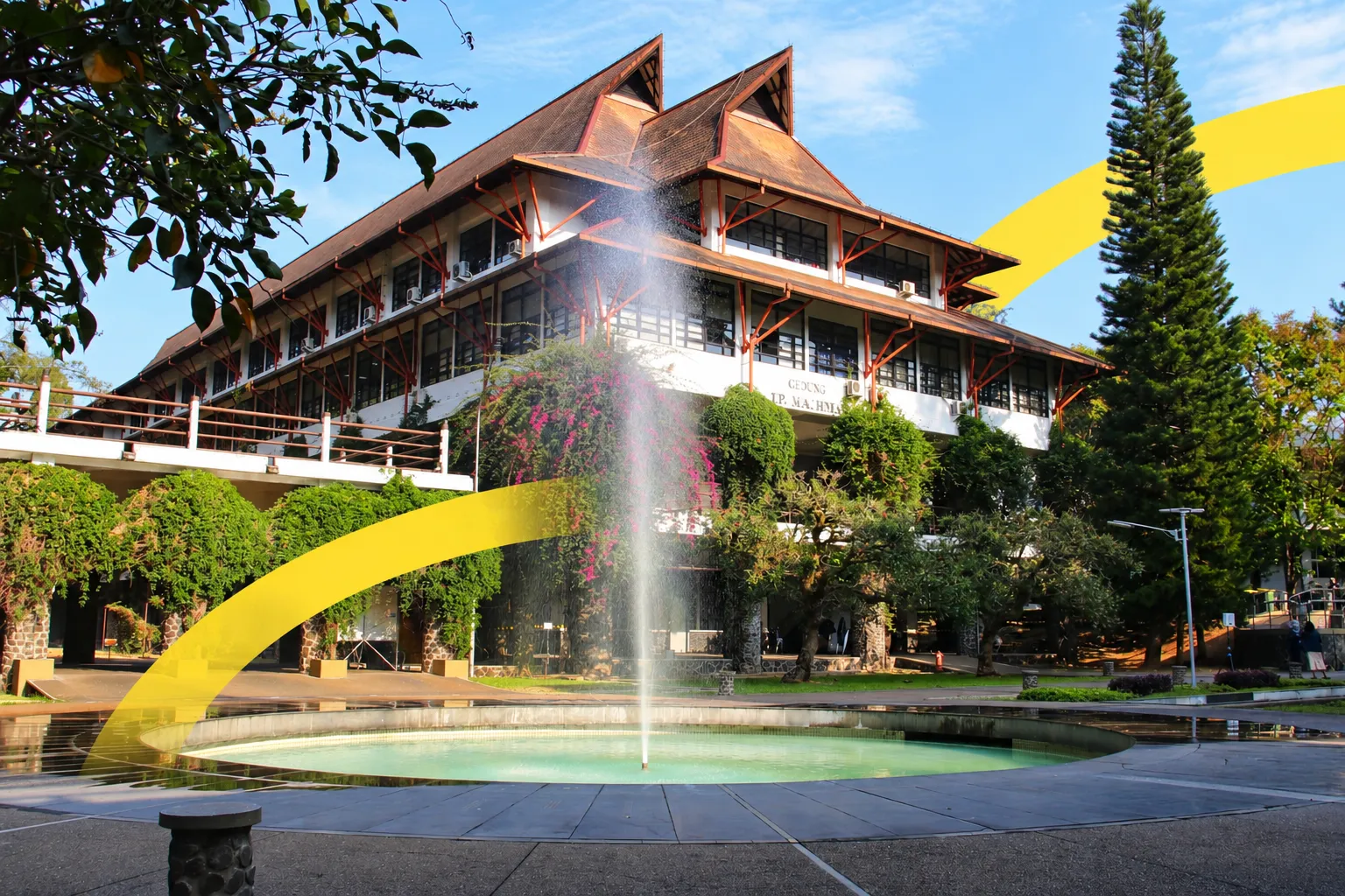 ITB Ganesha campus building and fountain